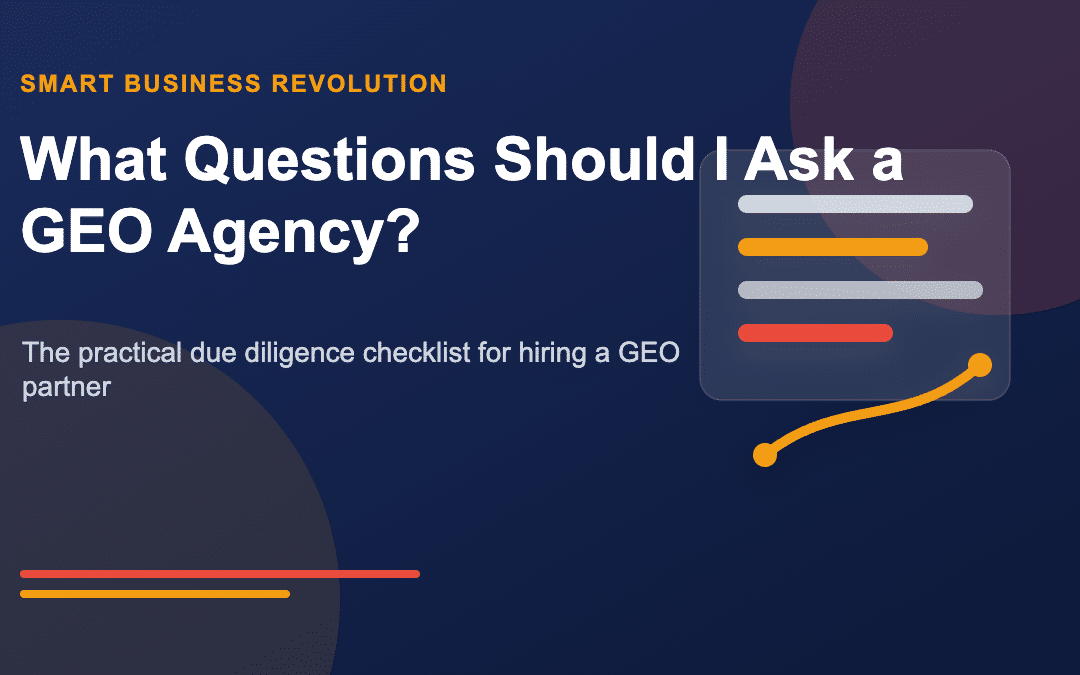 Smart Business Revolution GEO agency AI visibility scorecard with prompts, citations, competitors, and action items